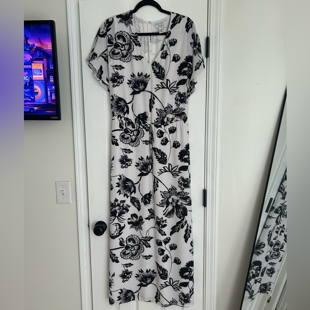 Black and white floral maxi dress